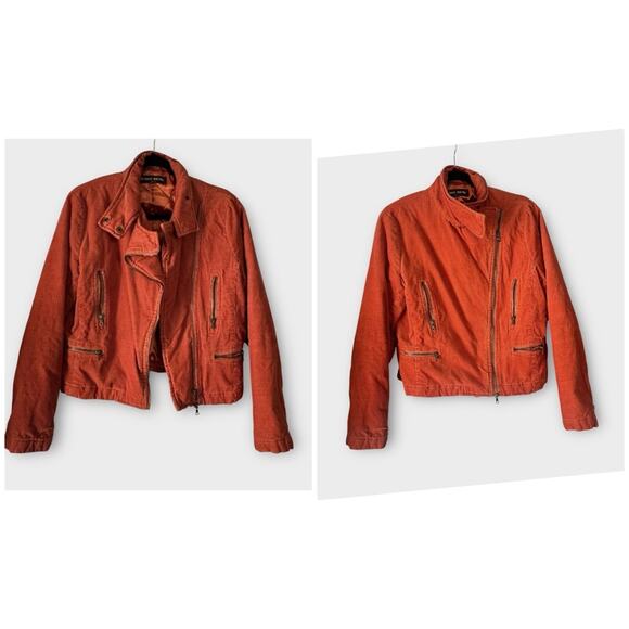 Blanc Noir rust orange corduroy moto jacket, size XL - Picture 1 of 10